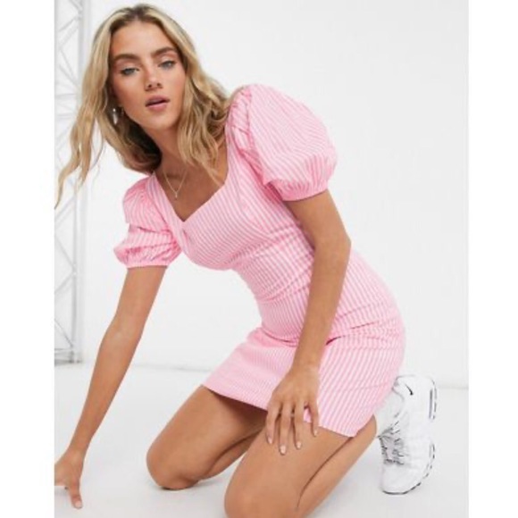 Neon Pink Striped dress - Picture 2 of 7